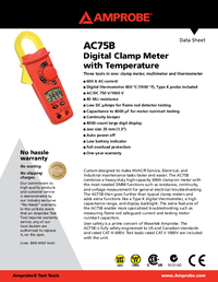 Thumbnail of document Data Sheet - AC75B 600 A Digital Clamp Meter with Temperature